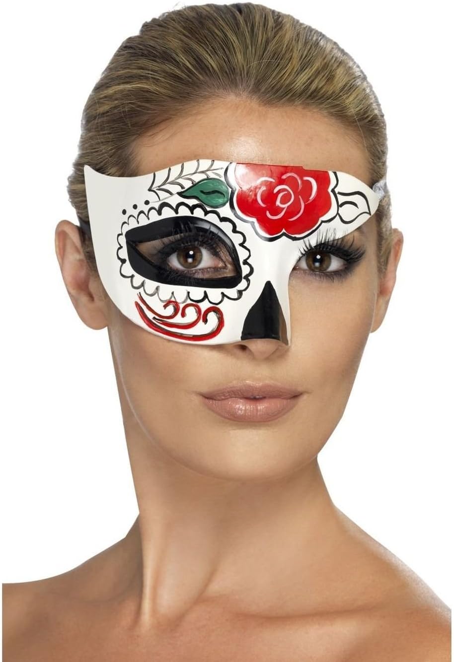 Uwant Fashion Day Of The Dead Sugar Skull Half Eye Mask Ladies Fancy Dress Accessory