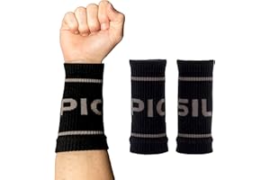 PICSIL - Cotton Sports Wristbands | Absorbent and Breathable | Ideal for Gym, Cross Training, Running and Tennis | Use with Grips | Unisex Design |