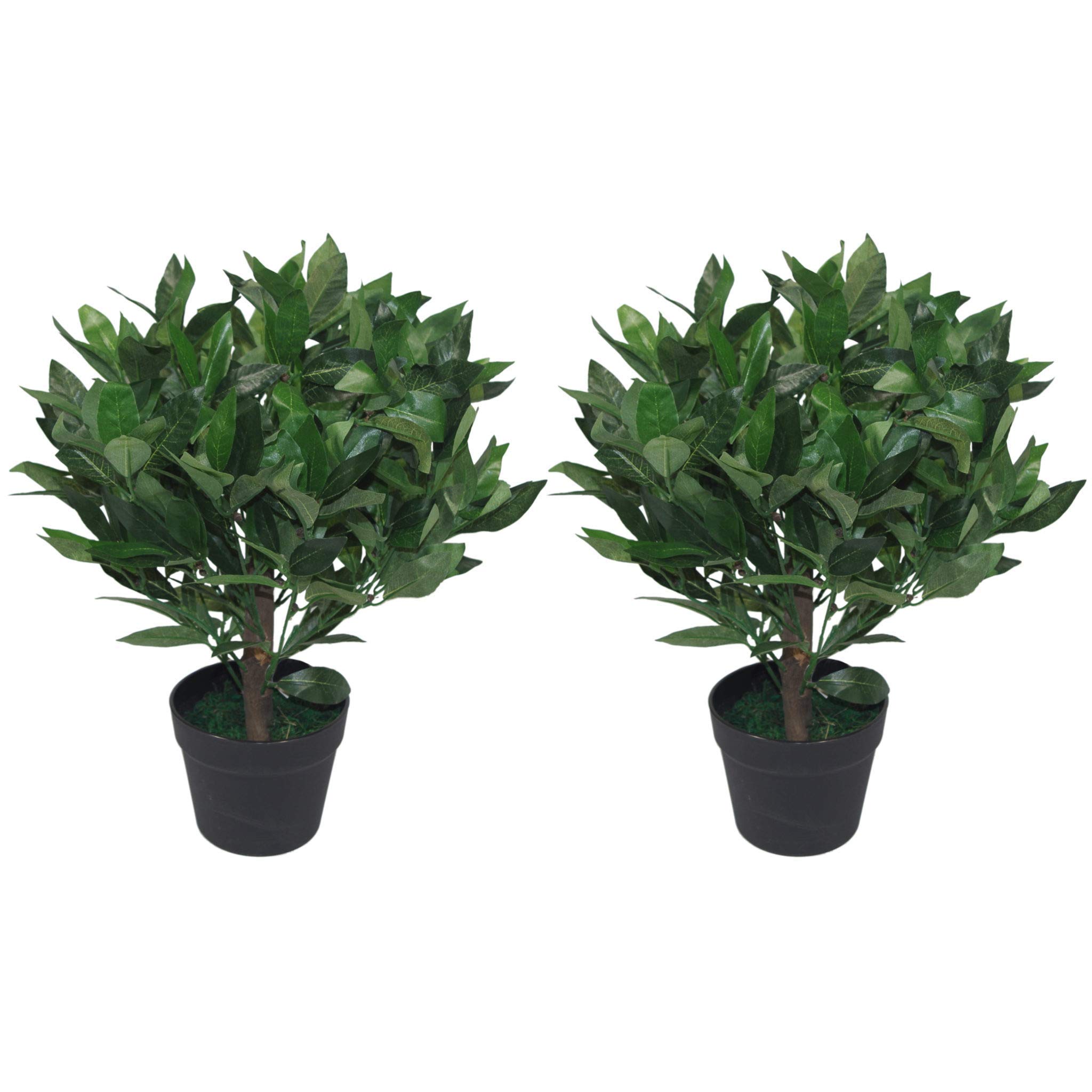 Leaf Design UK Pair of Artificial Bay Topiary Ball Trees, Mixed Materials, Green, 50cm
