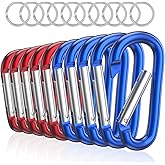 sprookber 3" Aluminum Carabiner D Ring, Caribeener Clips, Spring Snap Hook for Keychain Clip, Set of 10