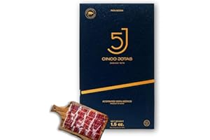 ZENDEU Cinco Jotas Hand-Carved Jamón Ibérico de Bellota | 100% Acorn-Fed Iberian Ham | Authentic Spanish Ham Ibérico - 1.5 oz - Traditional Carving