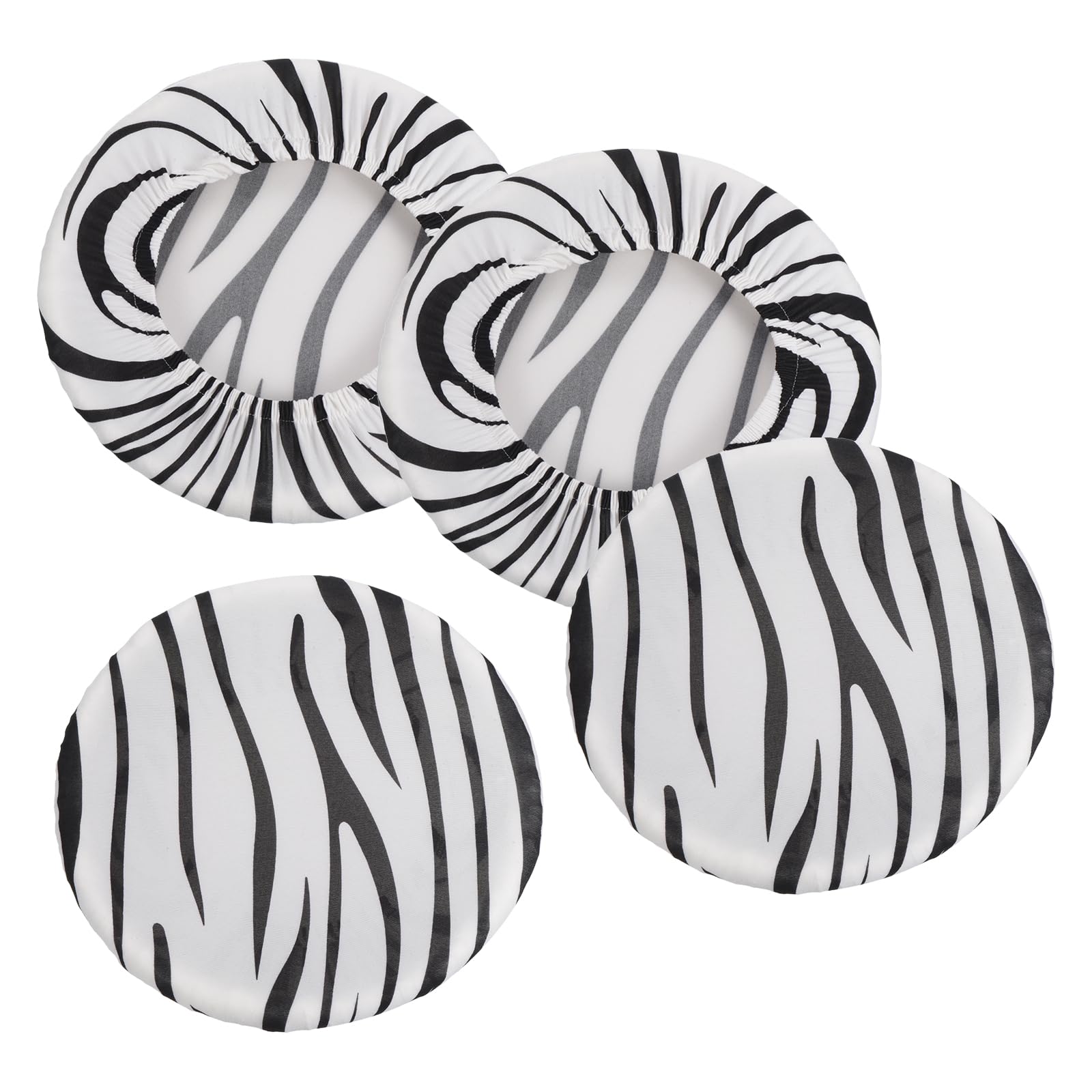 PATIKIL 9.5" Round Bar Stool Cover, 4 Pack Washable Elastic Stool Cover for Diameter 12"-18" Chair, Black White