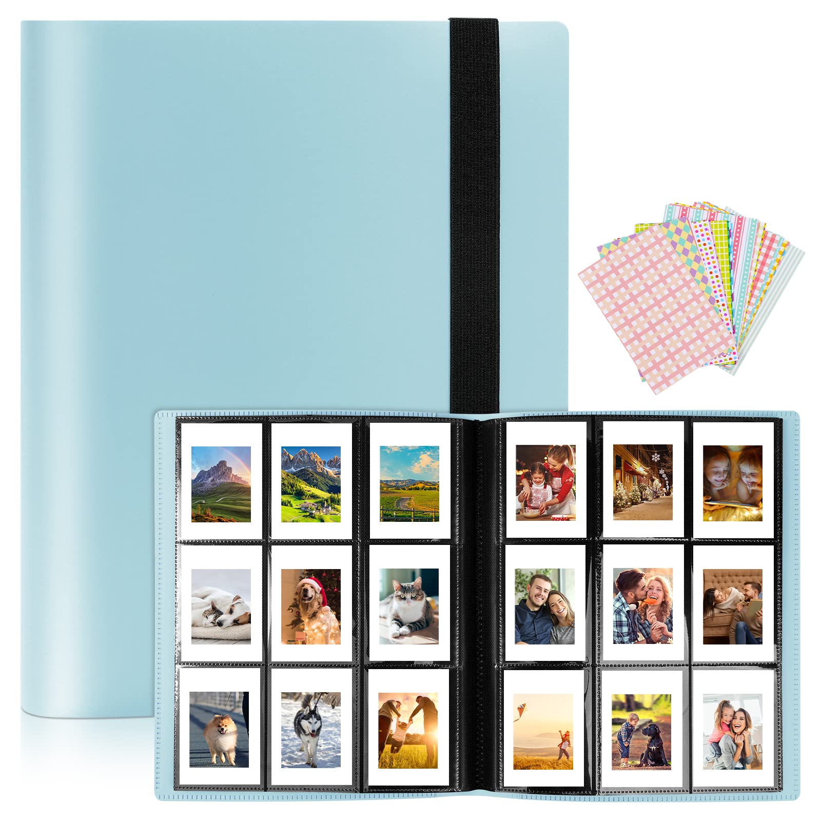 Flintronic Photo Albums, 468 Pocket Scrapbook Memory Book, 52 Pages Mini Film Album for Instax Mini, Zink & Sprocket Photo Paper - Blue