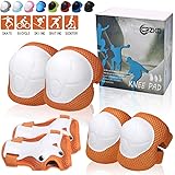 CRZKO Kids Protective Gear, Knee Pads and Elbow Pads 6 in 1 Set with Wrist Guard and Adjustable Strap for Rollerblading Skateboard Cycling Skating Bike Scooter