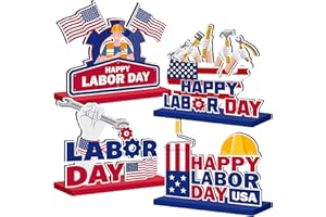 CHYAGCLT Labor Day Decorations Wooden Table Centerpieces Labor Day Party Decorations Supplies Patriotic Theme Table Decorations for American Labor Day Party Decorations
