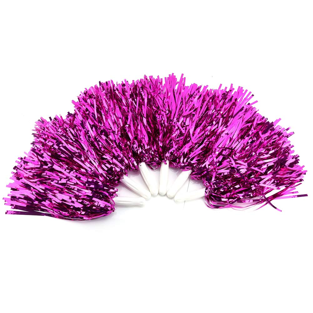 Keenso Cheerleader Pom Poms - 6Pcs Cheerleading Pom Poms, Hand Flowers Pompoms for Sports Ball Dance Fancy Dress Night Party (Rose Red) Sports Bag pon pon cheerleader rosa
