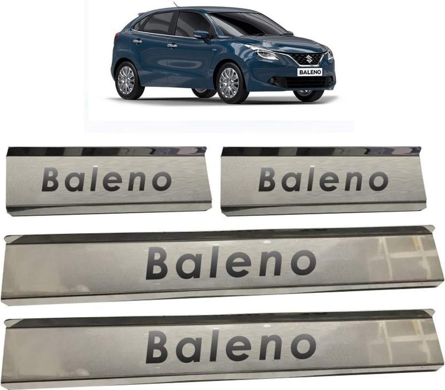 AUTO CAR WINNER Stainless Steel Door Sill Plates/Foot Steps Scuff Plates for Maruti Suzuki Baleno (Alpha Automatic)