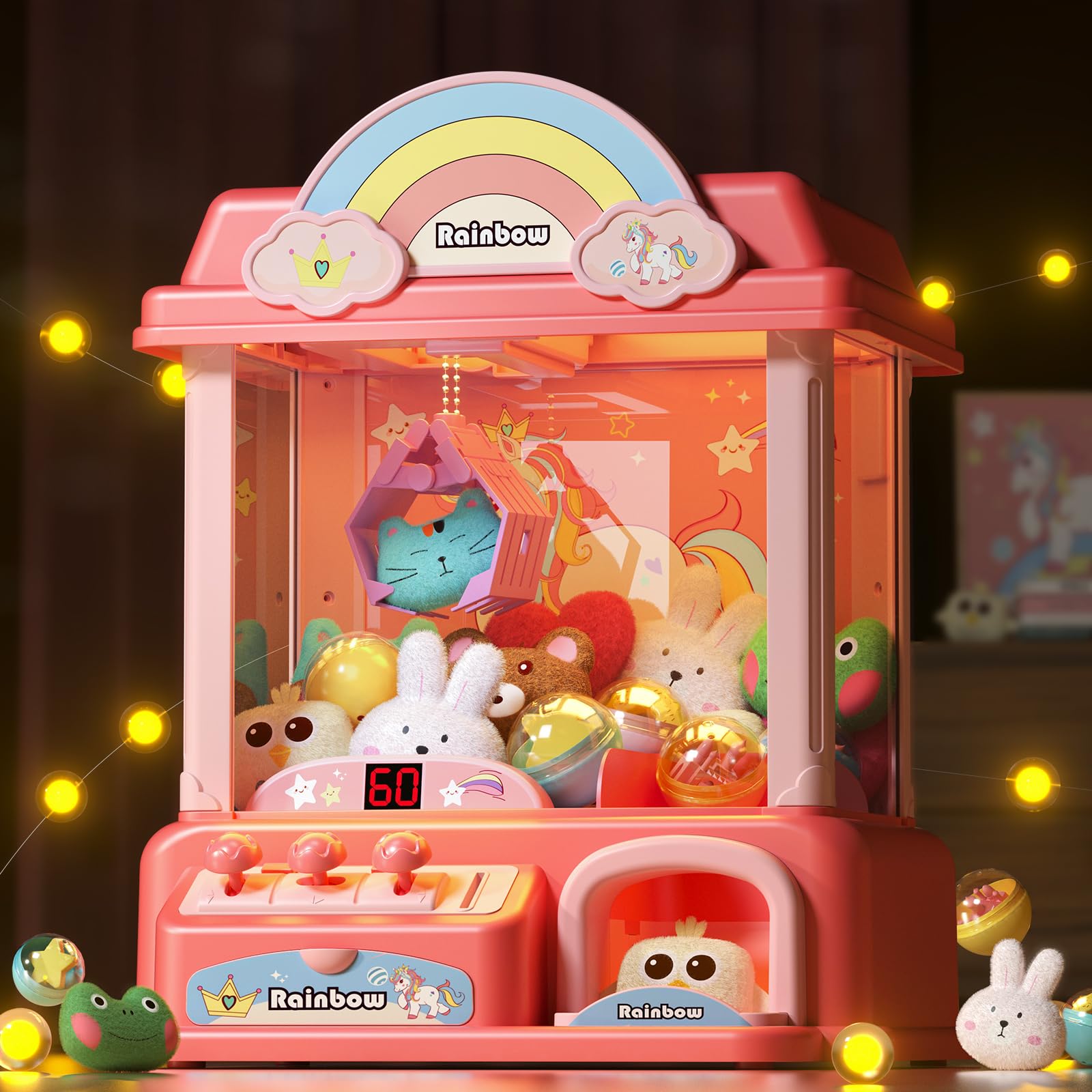 Photo 1 of DOLIVE Claw Machine for Kids,Unicorns Toys for Girls Age 4 5 6 7 8 9 10+, Electronic Arcade Game Machine with Music, Pink Mini Vending Machine