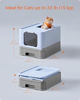 Feandrea Hidden Cat Litter Box with Hood Slide-Out Tray Pale Blue view 8