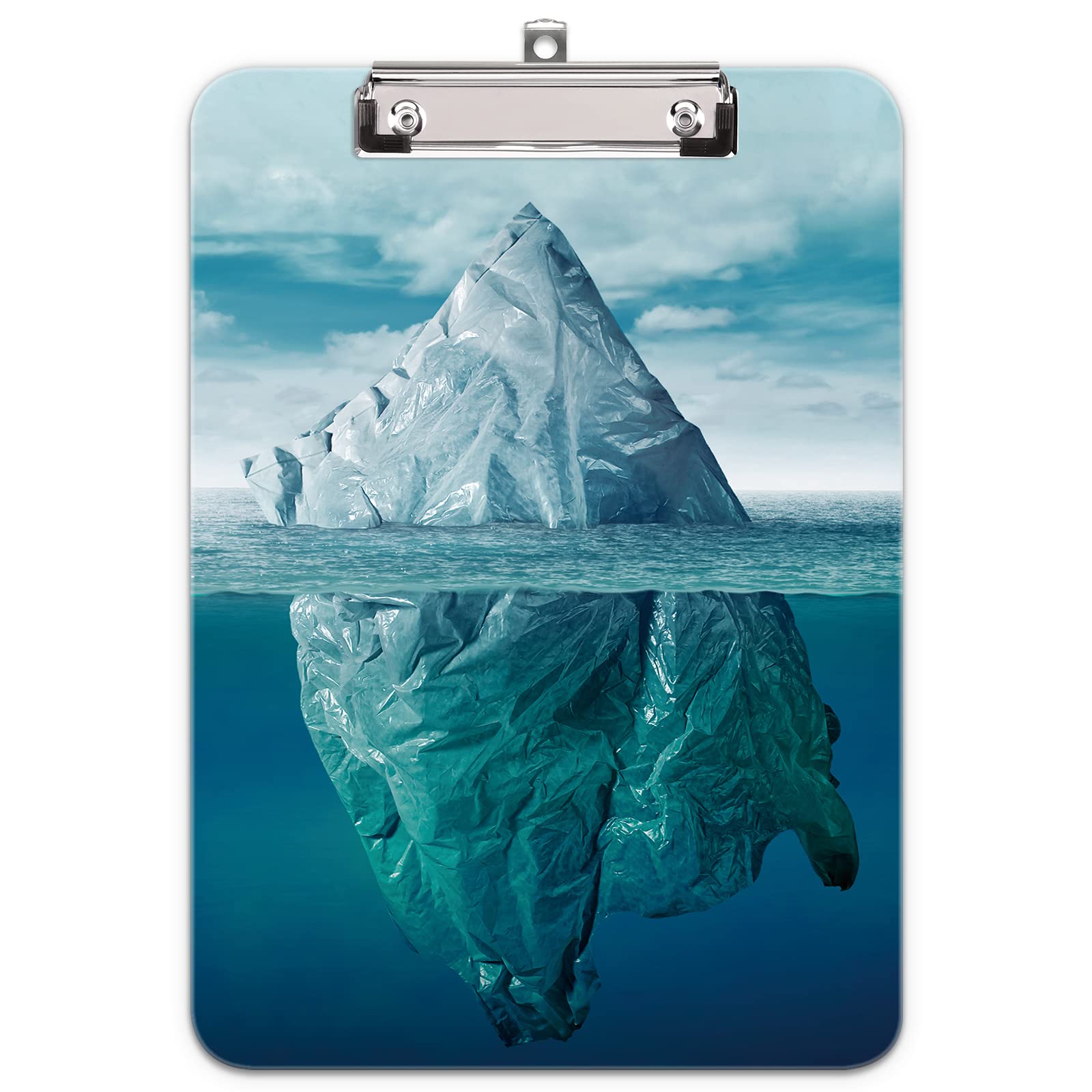 Hnogri Plastic Clipboard A4, Fashion Design A4 Letter Size Clipboards & Forms Holders for Office Supplies Lawyers,School Students and Kids, Low Profile Clip Cute Clipboard Folder, Iceland