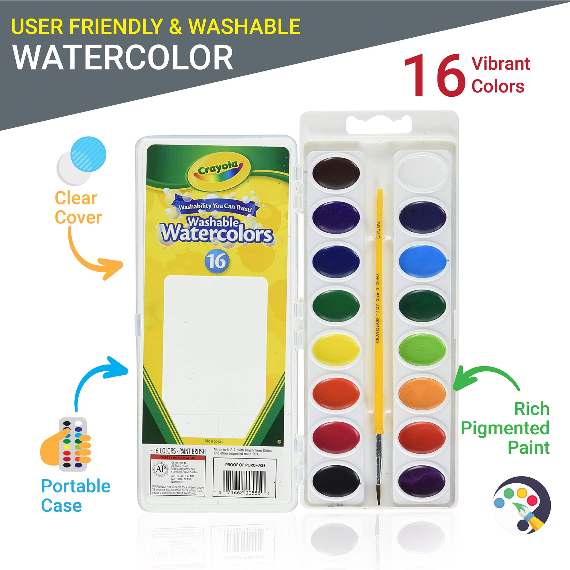 Watercolor Paint Set - 16 Watercolor Paint, 50 Sheets Water Color Paper Pad, 8 PaintBbushes for Kids - Ultimate Water Color Painting Kids Supplies Set, 10 Piece Set