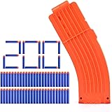 WOLFBUSH 200Pcs Dart Refills Universal Standard Round Head Foam Bullets Dark Blue And 1Pcs Soft Bullet Clips 15 Bullets Orange For Nerf Toy Gun