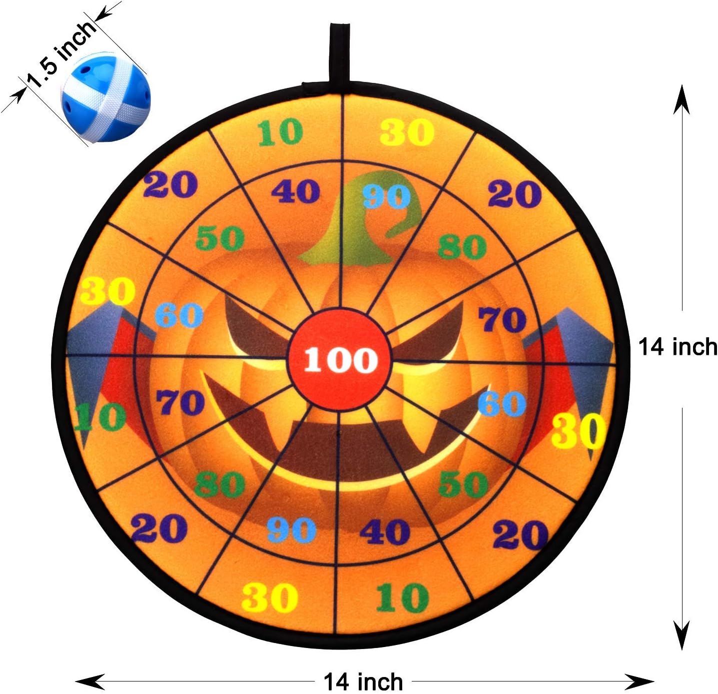Kyerivs Dart Board Game Set for Kids Halloween Theme Dartboard with Hook and 8 Sticky Balls Family Fun Best Toy Gift for Boys and Girls Indoor Outdoor Interactive Games Diameter 14 Inch : Sports & Outdoors