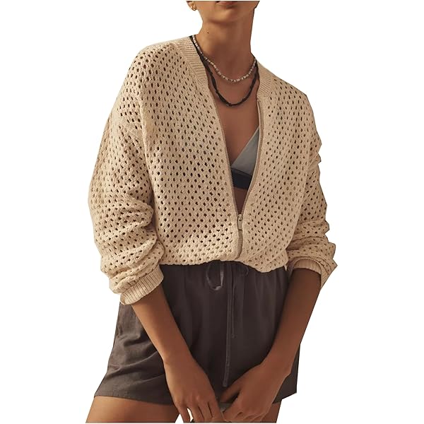 Crochet Zip Up Cardigan 【M】