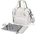 PICNIC TIME Tarana Insulated Lunch Bag made from Recycled Material, Lunch Box with Picnic Set, Upcycled Lunch Cooler Bag, (Halo Gray)
