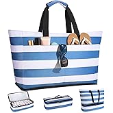 Vewaci Beach Bag with Cooler, 54L Large Waterproof Sandproof Travel Tote Bag, Duffel Weekender Bag for Packing/Travel/Gym