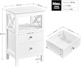 Yaheetech Bedside Tables Set of 2 White Nightstand with 2 Drawers 60cm view 4