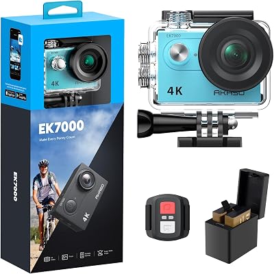 AKASO EK7000 4K 30FPS Action Camera 20MP Ultra HD 170 Wide Angle Waterproof Blue