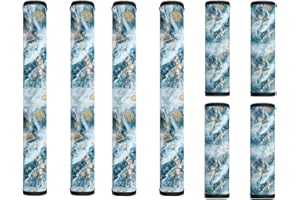 Maiyoinou Refrigerator Door Handle Covers Pack of 8, Antiskid Protector for Fridge Oven Dishwasher Keep Kitchen Appliance Clean from Smudges, Food Stains Home Decoration, Blue Gold Marble