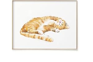 Triple Studio Orange Tabby Cat Art Print, Ginger Cat Original Watercolor Painting, Crazy Cat Lady, Cat Lover Gifts, Cat mom G
