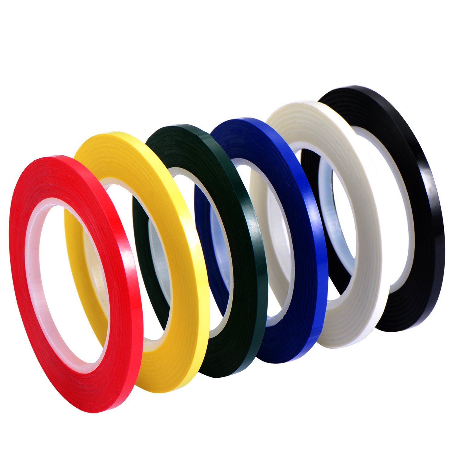 6 Pieces 3 mm Width Graphic Chart Tape Grid Art Tape Marking Tapes Whiteboard Gridding Tape Self-Adhesive Tape, 6 Colors