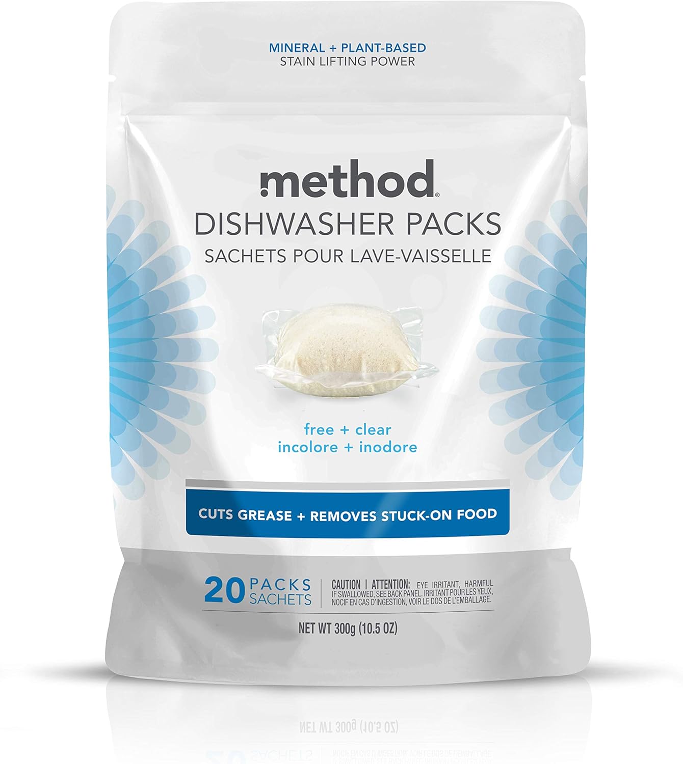Method Dish Dishwasher Detergent Soap Pack, Free + Clear, 20 Count (Pack of 6) (Packaging May Vary): Health & Personal Care