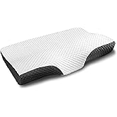 EPABO Contour Memory Foam Pillow Orthopedic Sleeping Pillows, Ergonomic Cervical Pillow for Neck Pain - for Side Sleepers, Back and Stomach Sleepers, Free Pillowcase Included (Firm & Queen)