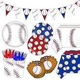 Baseball Party Decorations-143Pcs Baseball Themed Plates and Napkins for Birthday Party Supplies,Baseball Gameday Tableware Kit