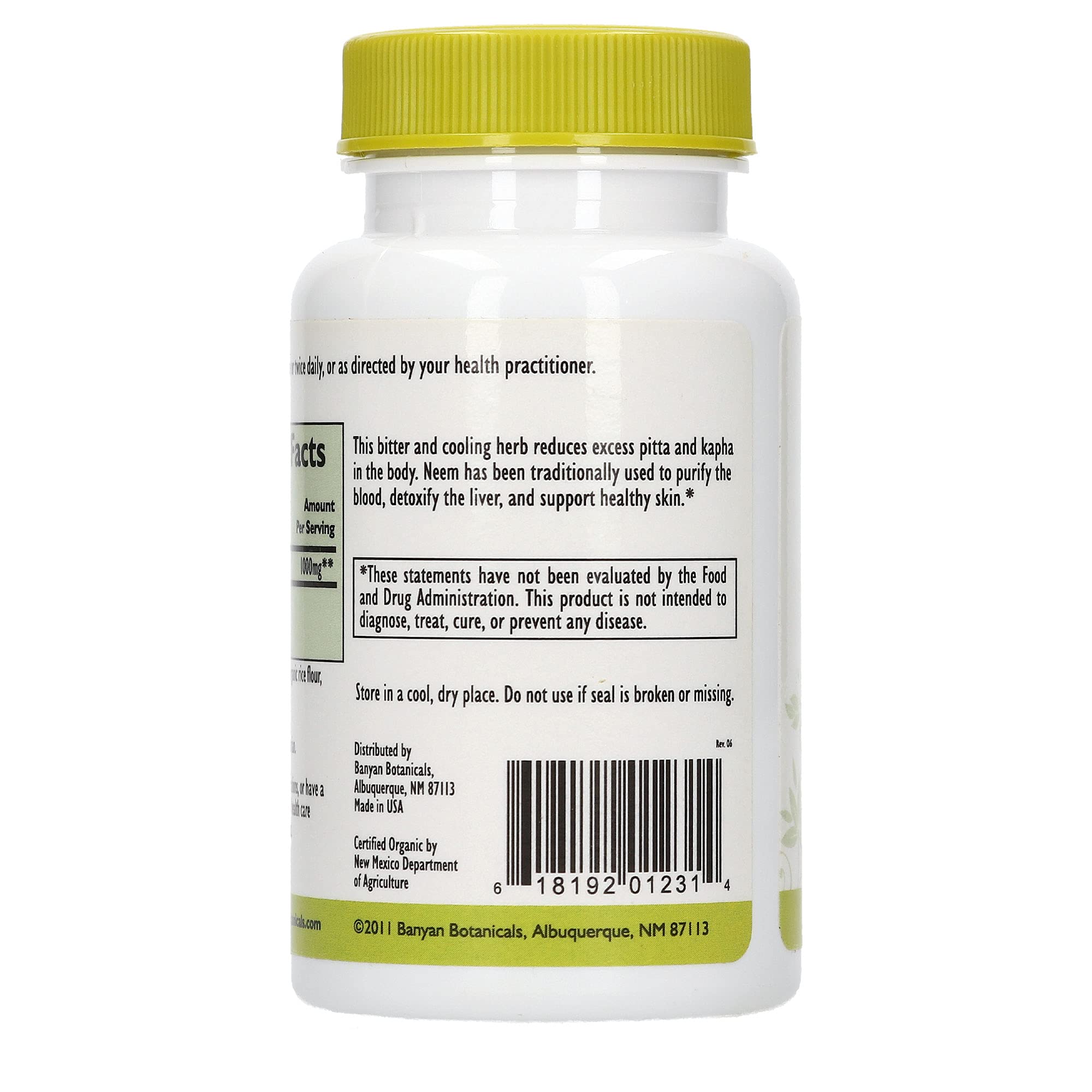 Banyan Botanicals Neem Tablets – Organic Neem Leaf (Azadirachta Indica) – Supports Natural Detoxification, Healthy Skin, and Immune Health* – 90 Tablets – Non-GMO Sustainably Sourced Vegan