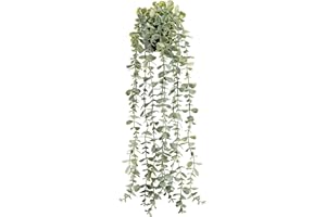 Der Rose 1Pcs Fake Plants Hanging Artificial Potted Faux Eucalyptus Plants for Modern Boho Farmhouse Bathroom Office Desk Wall Book Shelf Living Room Aesthetic Decor Indoor