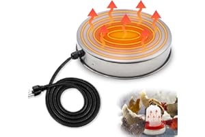 WISMOIER Chicken Water Heater Base 10.2 in for 5 Gallons Chicken Drinker 125W Poultry Waterer Heated Base with Auto Start-Stop
