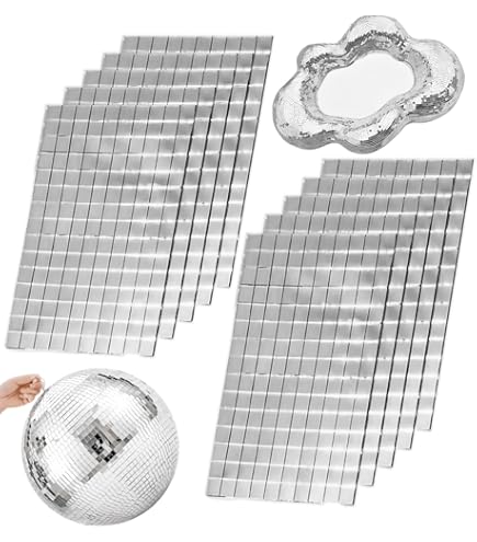 800 Pcs Self-Adhesive Mini Glass Mirror Tiles - 10x10mm Square Mosaic Craft Decorations