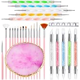Nail Art Tools 27Pcs Set,Nail Art Brush,Resin Nail Art Palette,5 Pcs Nail Art Sculpture Pen,2-way Acrylic Silicone Engraving Pen Dotting Pen Tools Nail Art Kit for Nail Art DIY