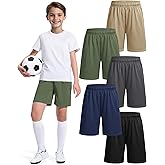 ZUEMET 5 Pack Boys Basketball Shorts Kids Youth Athletic Short Boy Quick Dry Sport Clothes with Pockets Size 7-14 Years