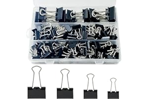PENGJINYU 170 Pcs Binder Clips Assorted Sizes, Black Large, Medium, Small Binder Paper Clips for Office Supplies, Home, School,Business Document Organizing（Black）