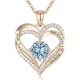 CDE Forever Love Heart Necklaces for Women, Wedding Anniversary, Birthday Gift for Wife, S925 Silver Jewelry with Birthstone Pendant, Ideal Valentine's Gifts for Her