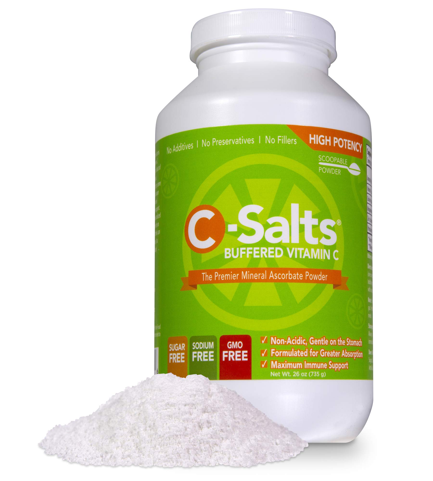 CSalts Buffered Vitamin C Powder 735 Grams (26oz) NonGMO, Vegan, No