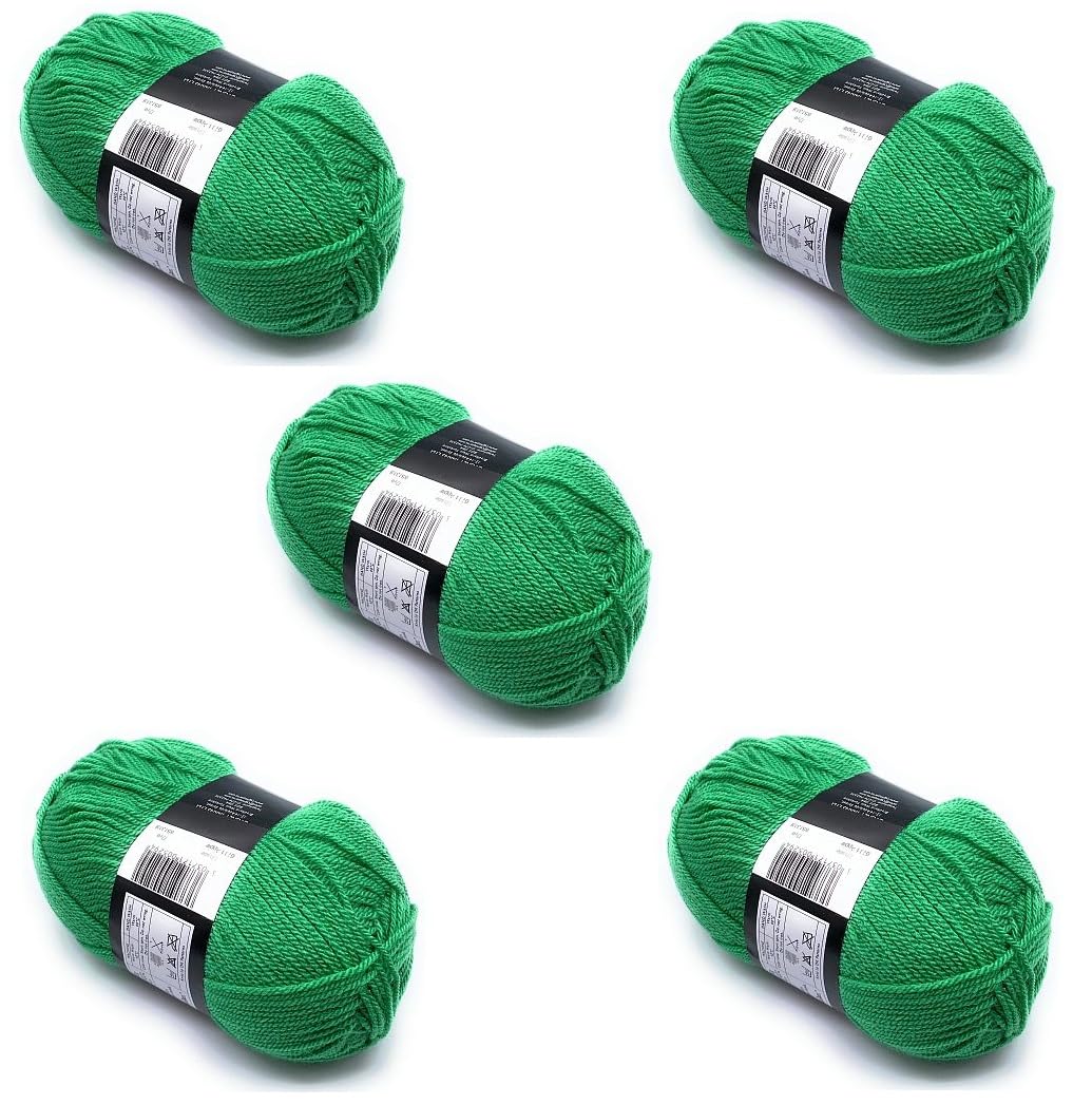 Lexicon Select Pack of 5 x 100g Balls Green Double Knitting Wool - Apple