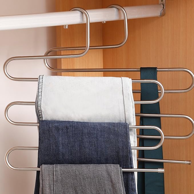 8 Appendini In Legno Antiscivolo Per Pantaloni - Ganci A Clip Girevoli, Finitura Naturale, Per Gonne E Jeans