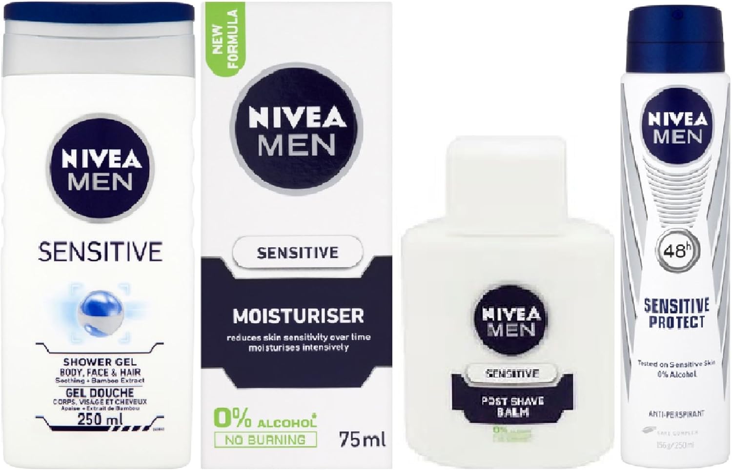 Nivea Men Sensitive Washbag Gift Set Nivea Men Sensitive 4 Item Gift Set, 4 Count (Pack of 1) - Image 3