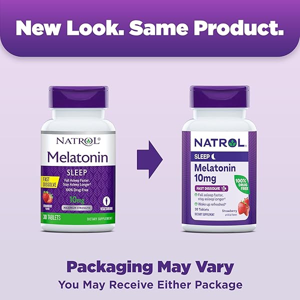 NATROL FAST DISSOLVE MELATONIN 10 MG, MELATONIN SUPPLEMENTS FOR RESTFUL SLEEP, SLEEP SUPPORT FOR ADULTS, 30 STRAWBERRY-FLAVORED TABLETS, UP TO A 30 DAY SUPPLY