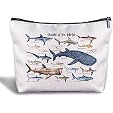 Zomhix Sharks Gifts Makeup Bag - Shark Gifts for Shark Lovers Cosmetic Bag, Shark Gifts Makeup Pouch, Shark Themed Gifts Zippered Bag for Women