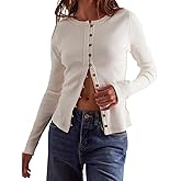 Womens Slim Fitted Cardigan Long Sleeve Y2K Ribbed Tops Button Down Shirts