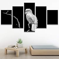 SIGNWIN 5 Panel Canvas Wall Art Bird on a Branch for Home Decorations Ready to Hang - 60
