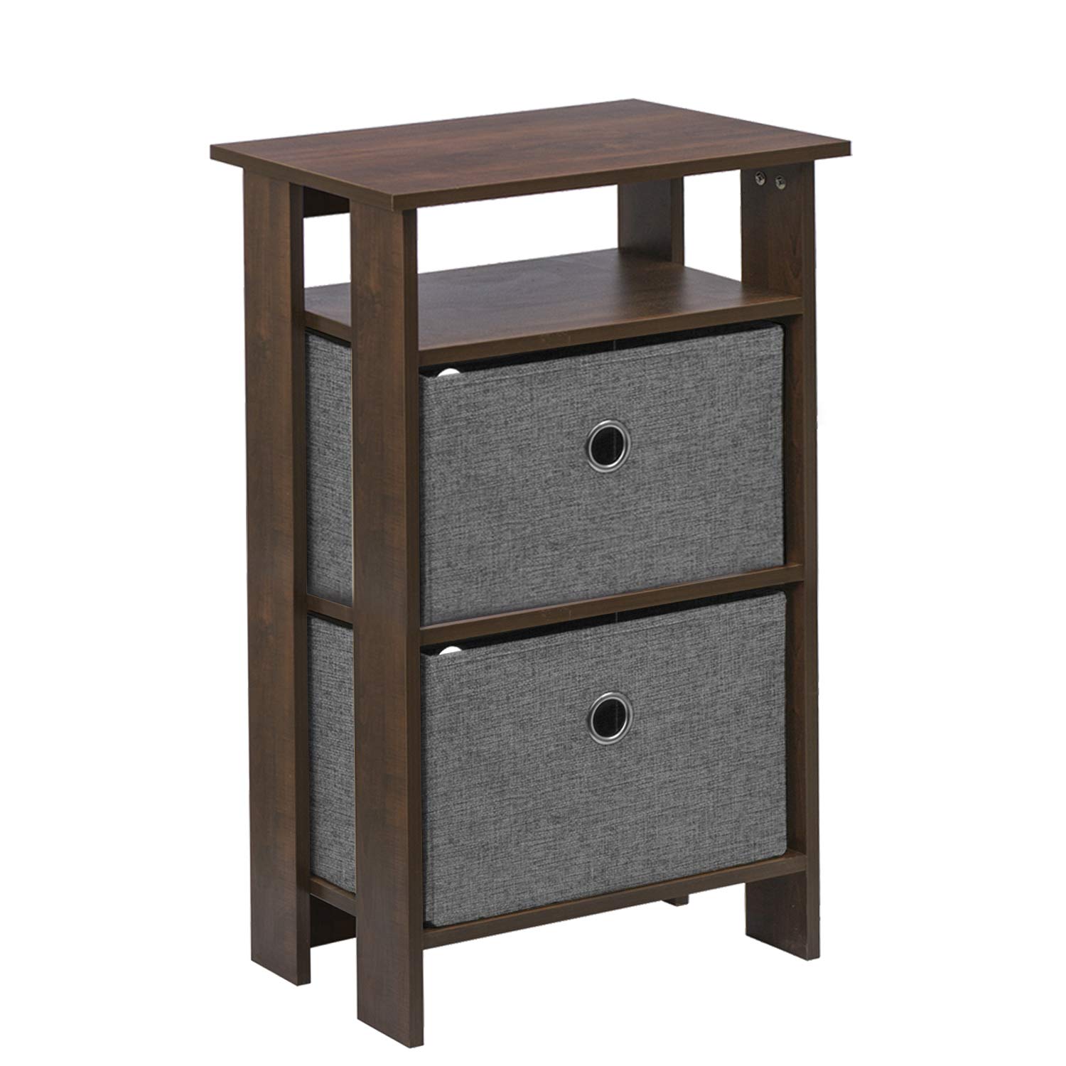 Klaxon Orchid Wooden Table Storage Cabinet With 2 Fabric Chest