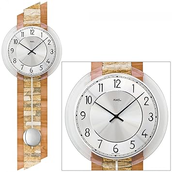 AMS Quarz-Pendeluhr, Holz, Mehrfarbig 80 x 35 x 20 cm
