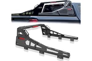 IIIREENO Roll Bar for Truck - Universal Truck Rack & Chase Rack with Third Brake Light Combo, Adjustable Truck Bed Roll Bar for Mid Size Pickup Trucks, No Drilling