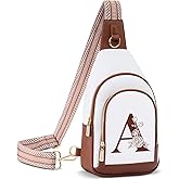 Personalized Crossbody Bag for Women Leather Sling Bags with Initial Letter Pack Chest Bag for Travel, Gift for Wife Mom