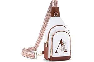 LIZZNOE Personalized Crossbody Bag for Women Leather Sling Bags with Initial Letter Pack Chest Bag for Travel, Gift for Wife Mom