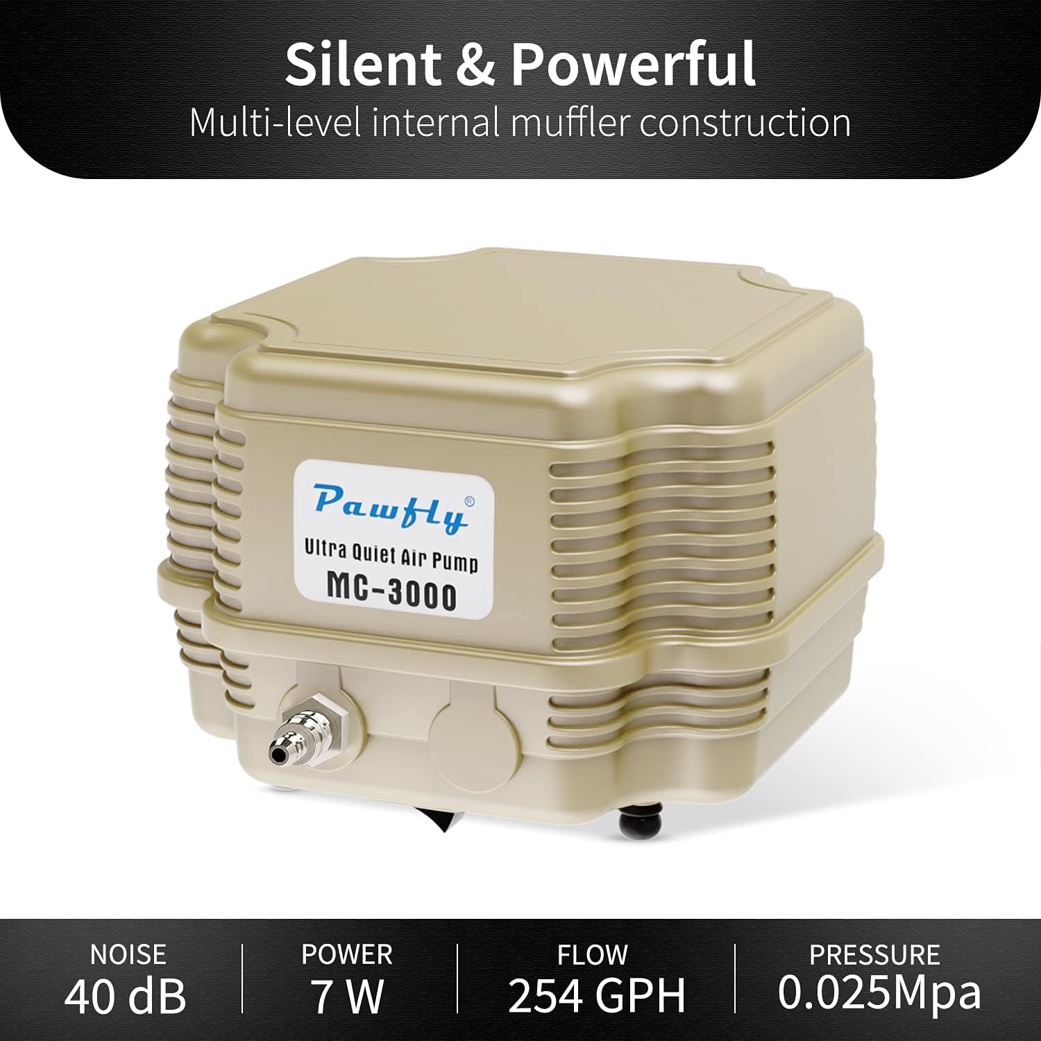 Pawfly 7 W 254 GPH Commercial Air Pump 4 Outlets Manifold Quiet Oxygen Aerator Pump for Aquarium Pond : Pet Supplies